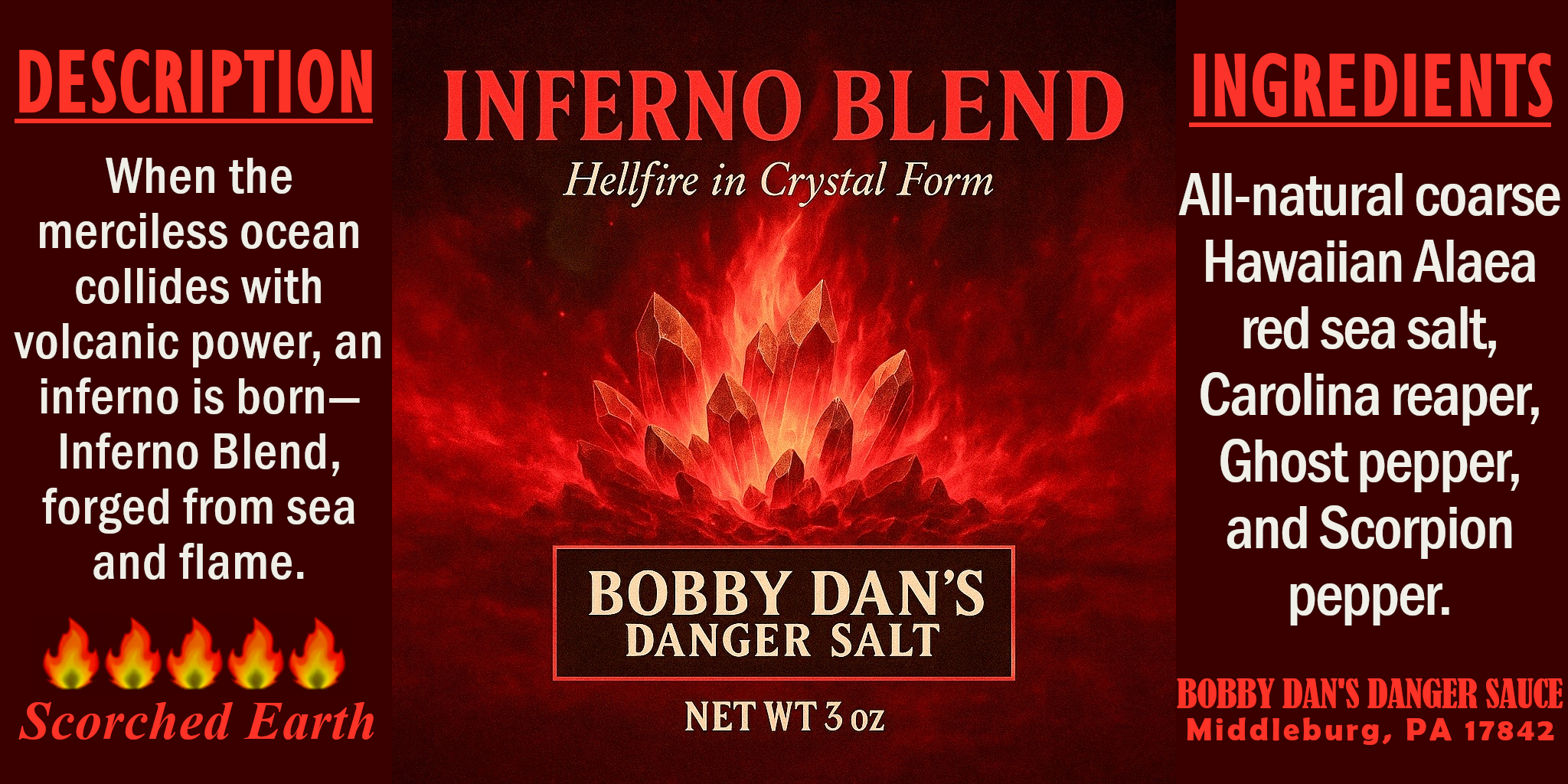 INFERNO BLEND — 3-Pepper Infused Sea Salt